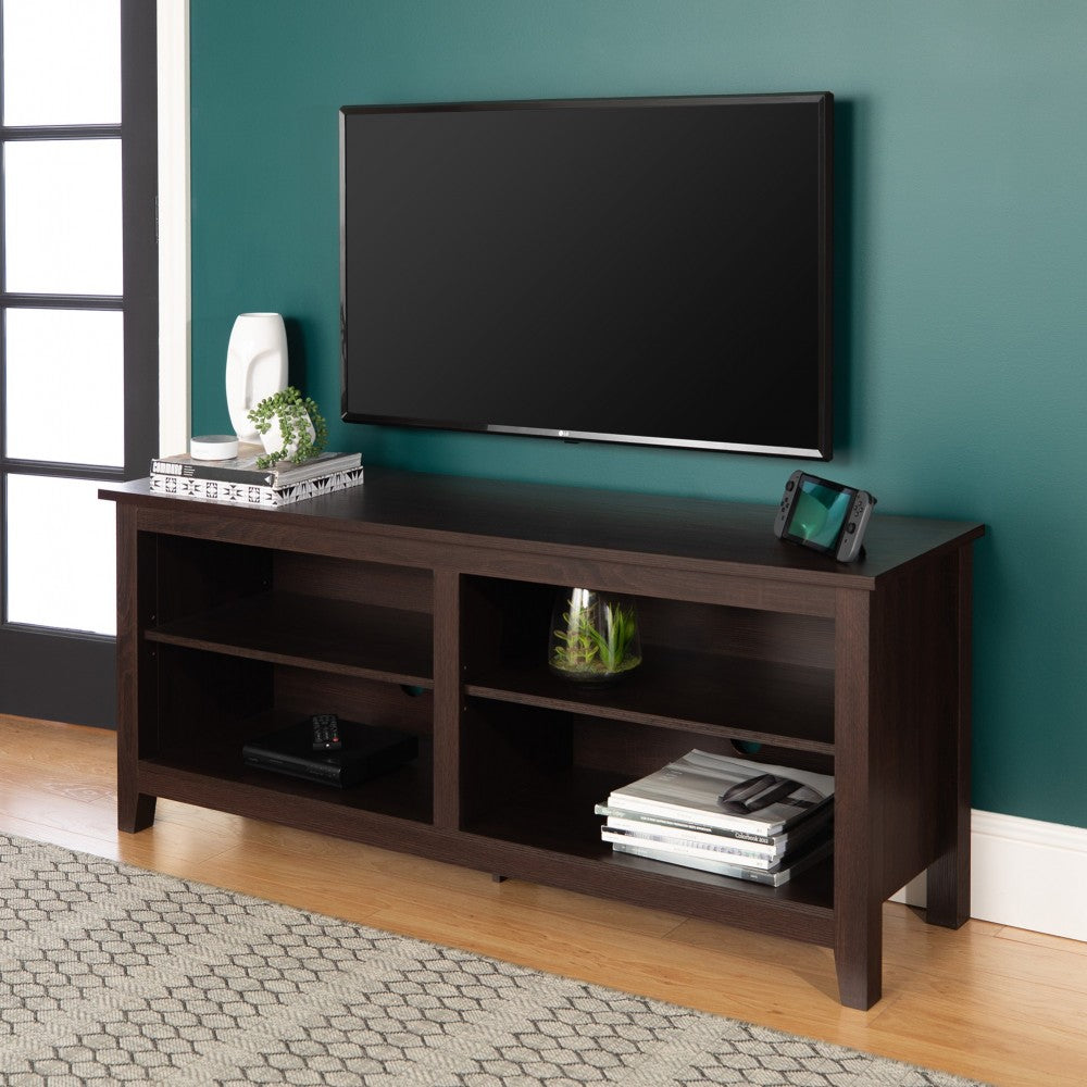 58" Simple Wood TV Stand - Espresso