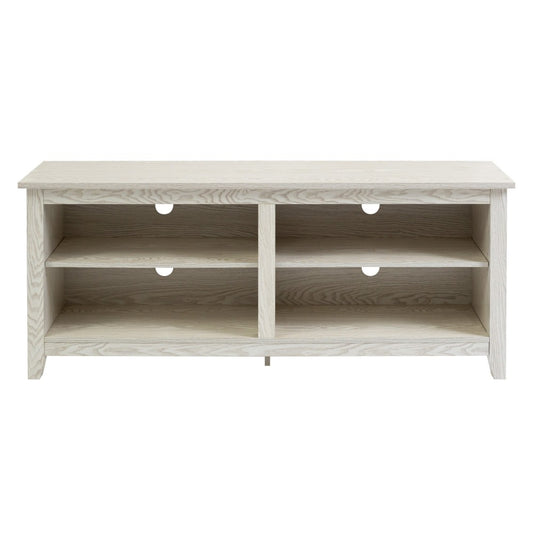 58" Simple Wood TV Stand - White Wash