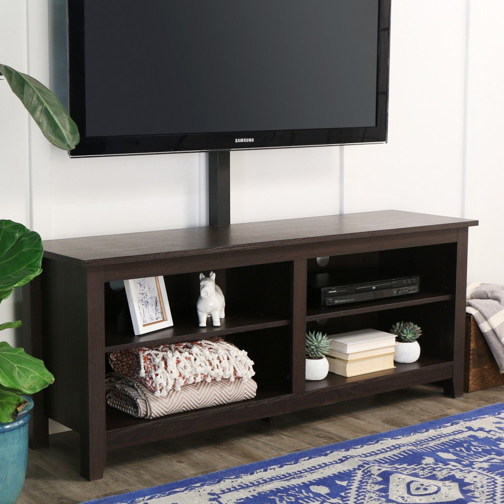 58" Simple Wood TV Stand with Mount - Espresso