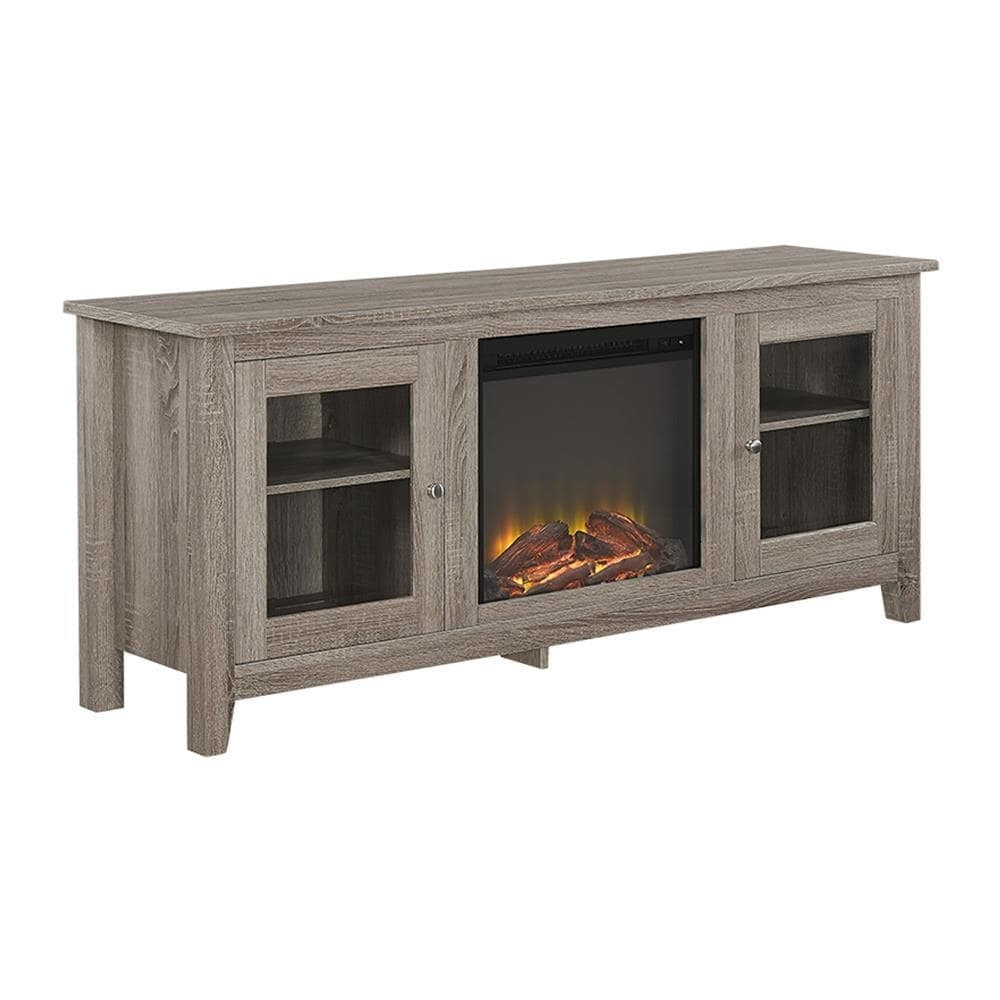 58" Traditional Electric Fireplace TV Stand - Driftwood