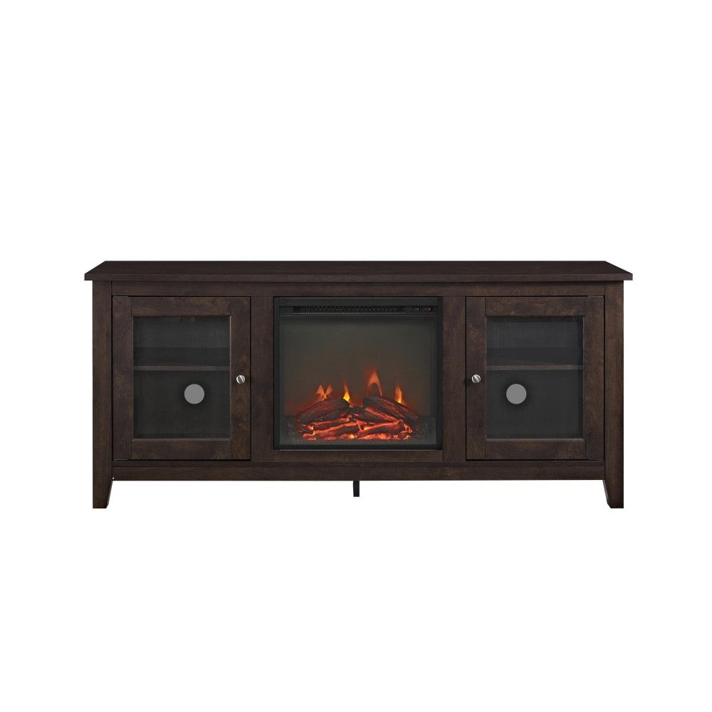 58" Traditional Electric Fireplace TV Stand - Traditional Brown