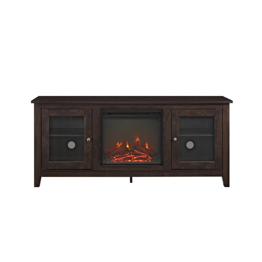 58" Traditional Electric Fireplace TV Stand - Traditional Brown