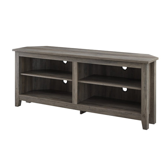 58" Transitional Wood Corner TV Stand - Gray Wash