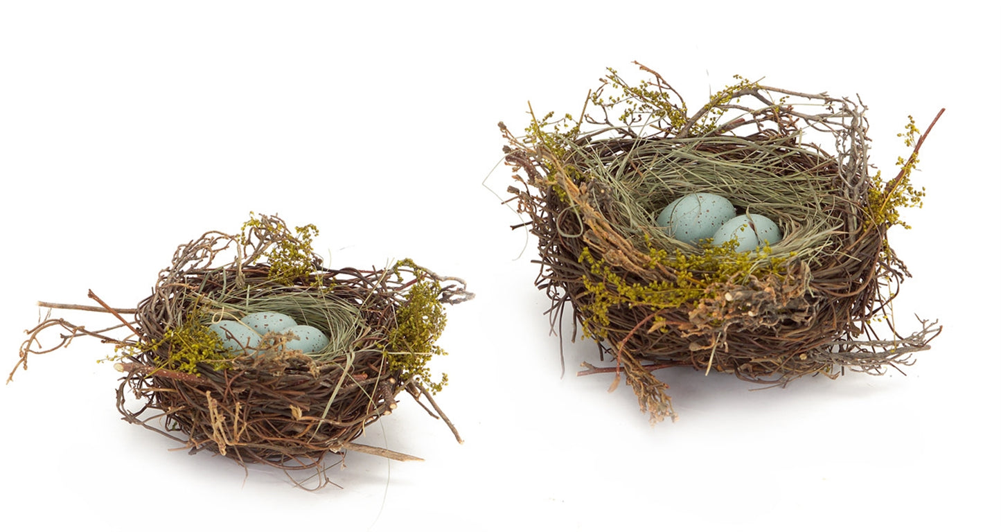 Robin'S Nest W/Eggs (Set Of 12) 5", 7"D Twig/Foam(Sold Out)