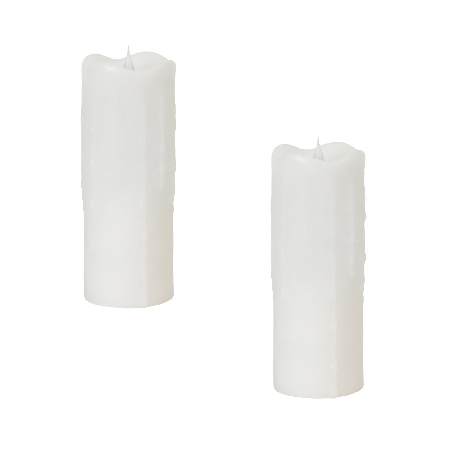 Simplux Led Dripping Candle W/Moving Flame (Set Of 2) 3"D x 9"H, White