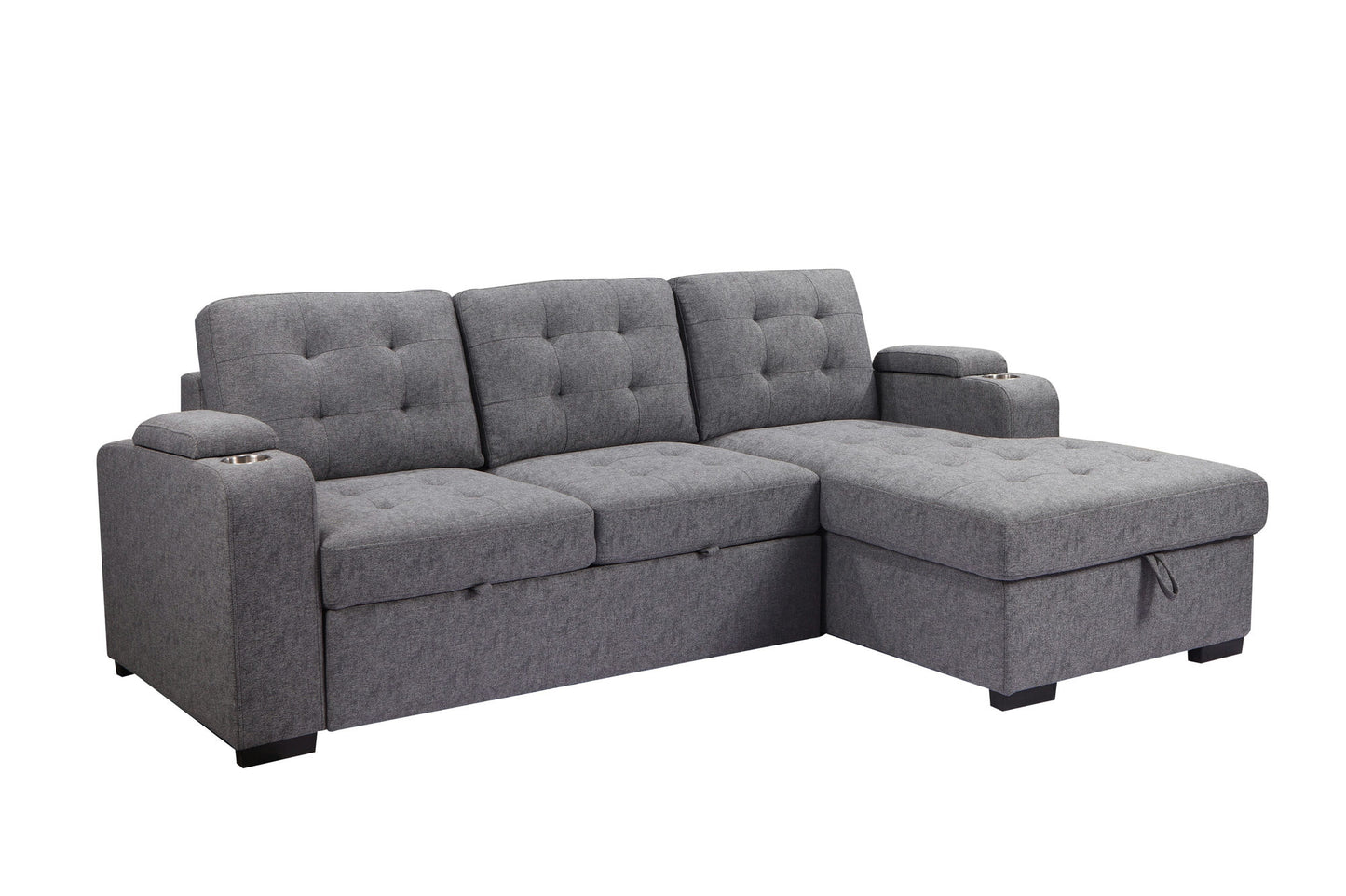 Belmont Button Tufted Sleeper Sectional with Storage