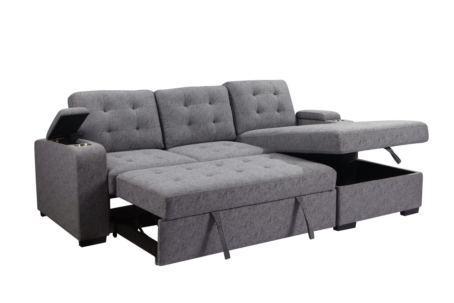 Belmont Button Tufted Sleeper Sectional with Storage