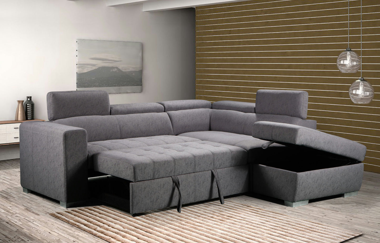 Hazell Sleeper Sectional with Storage Ottoman