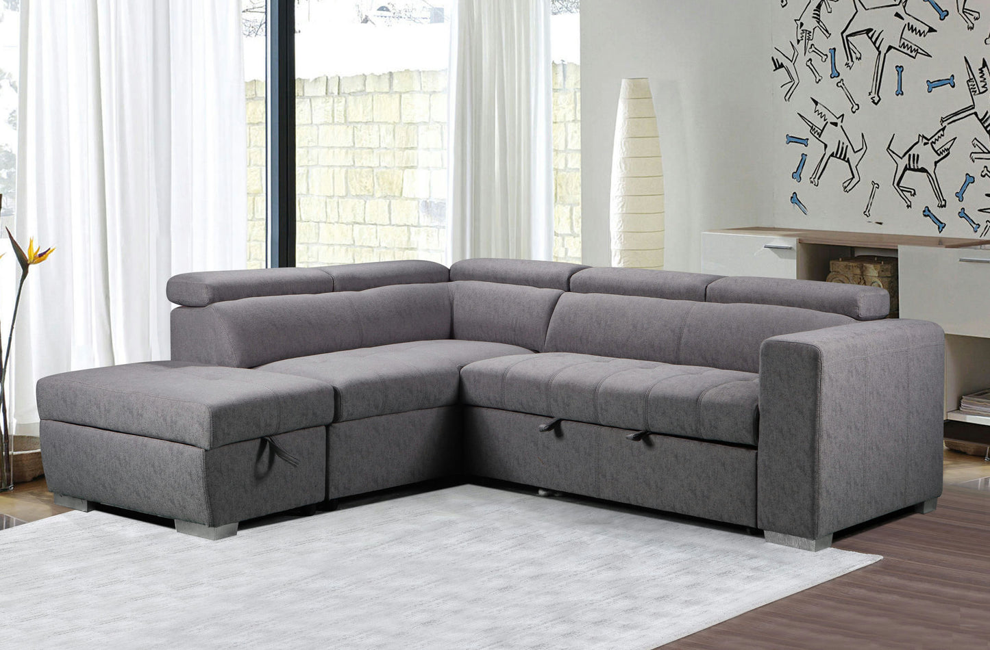 Hazell Sleeper Sectional with Storage Ottoman