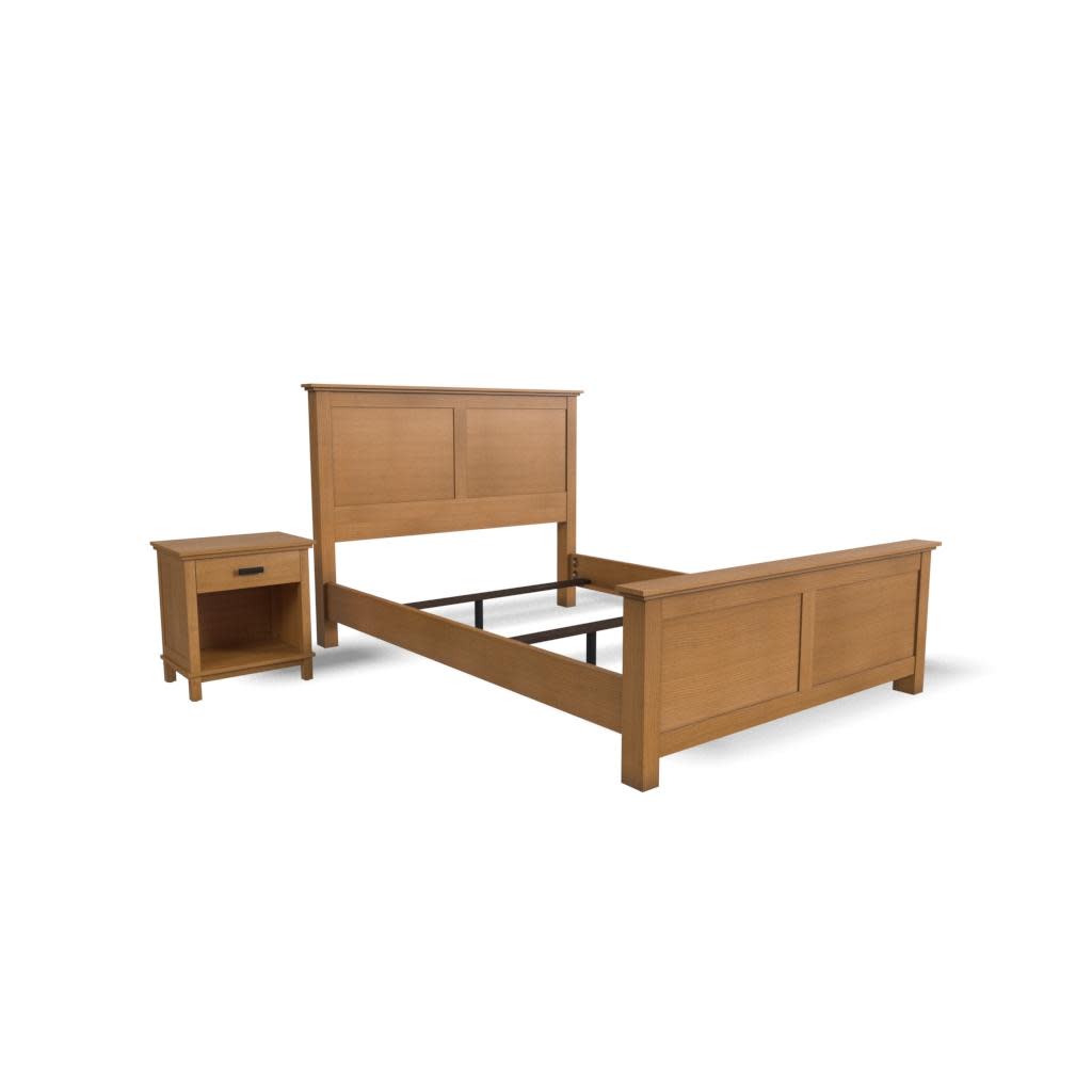 Oak Park Queen Bed and Nightstand in Brown by homestyles