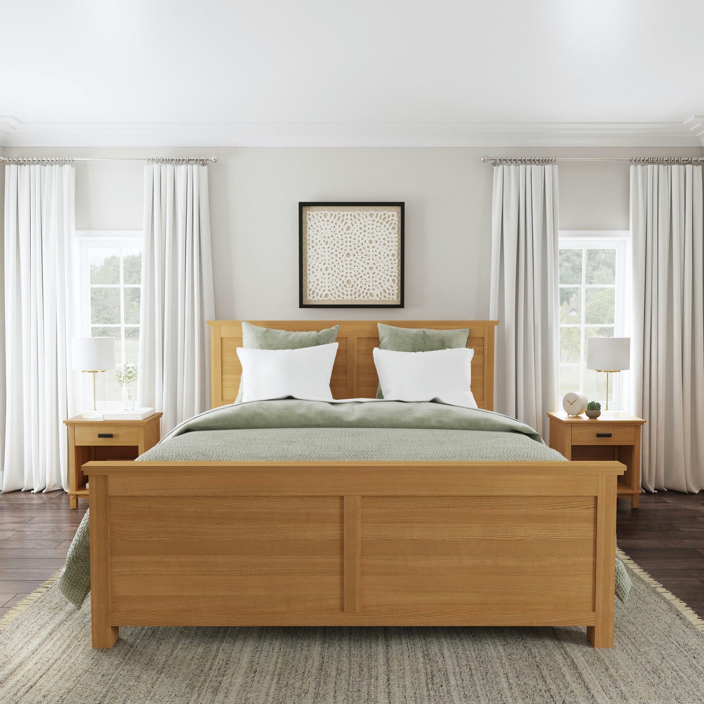 Oak Park King Bed and Two Nightstands Brown by homestyles