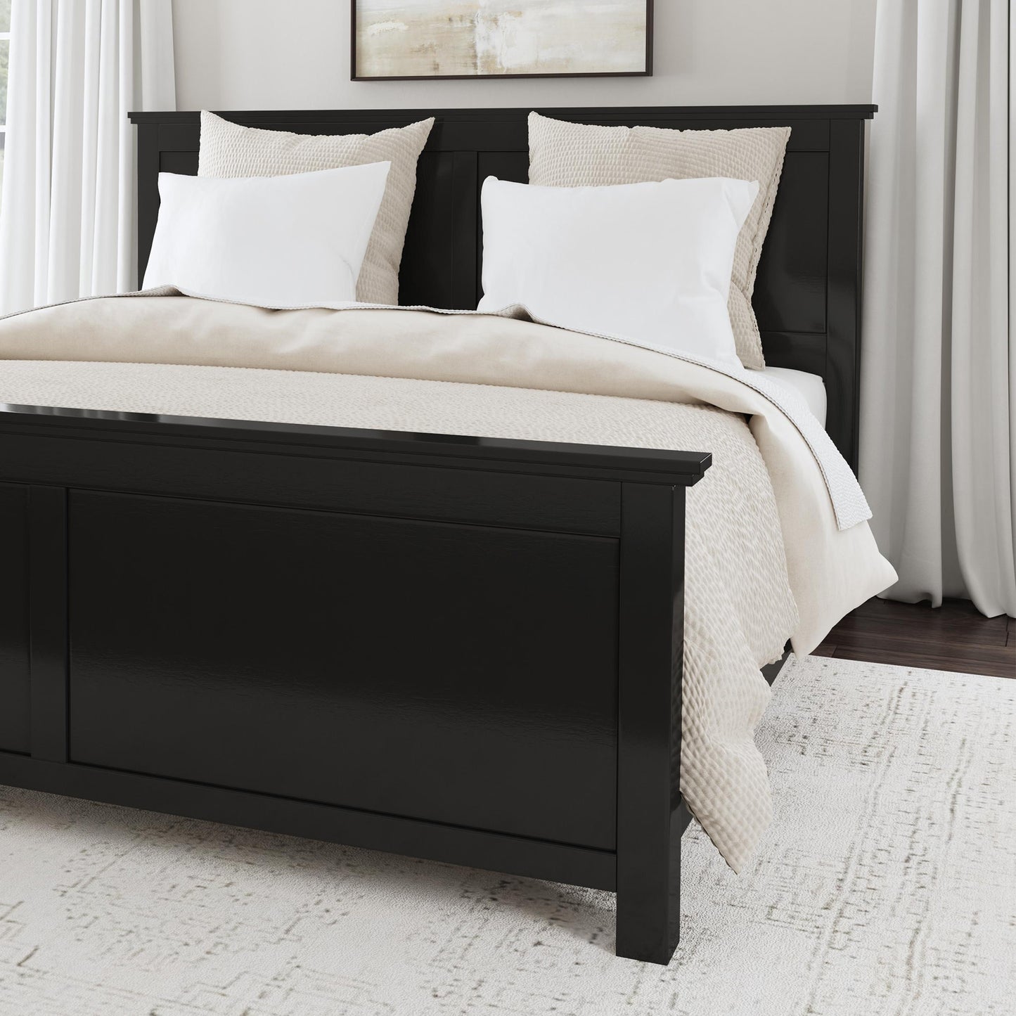 Oak Park King Bed and Two Nightstands by homestyles -Black