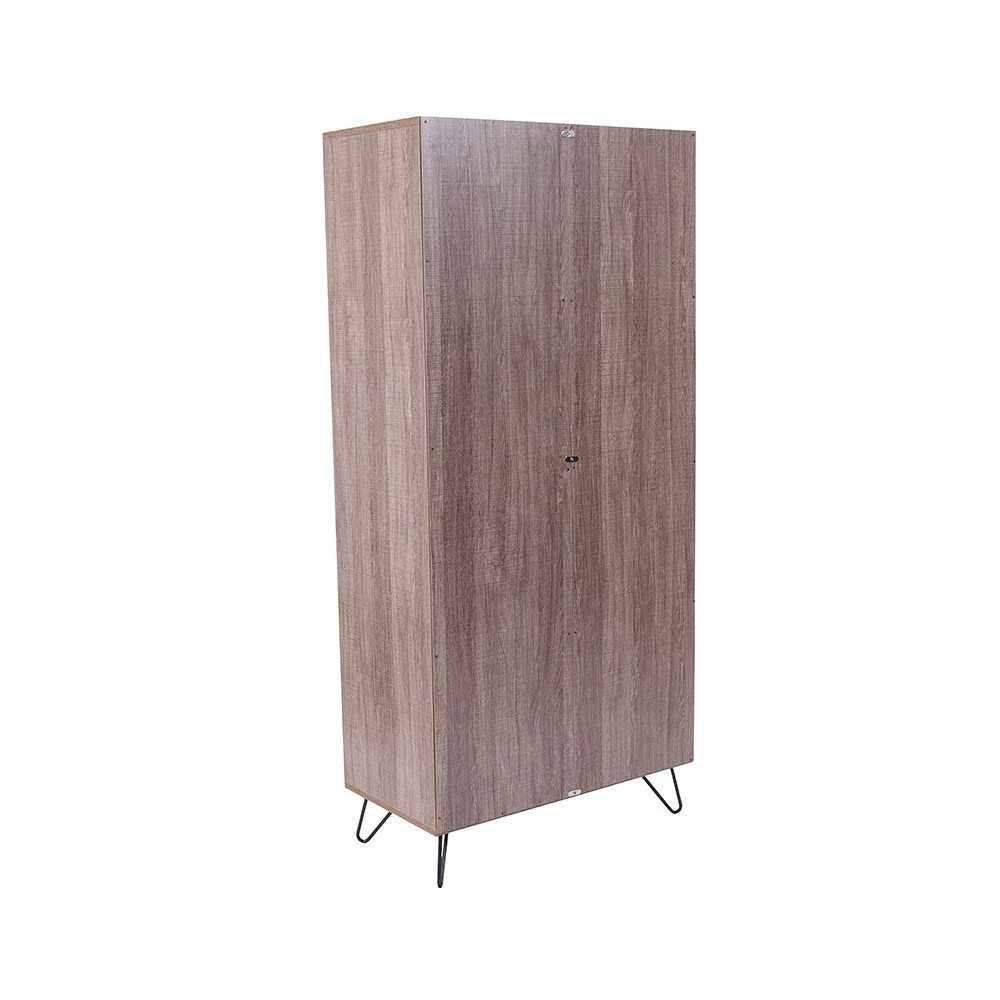 59.25"H 6 Cube Storage Organizer Bookcase with Metal Cabinet Doors and Metal Legs in Rustic Wood Grain Finish