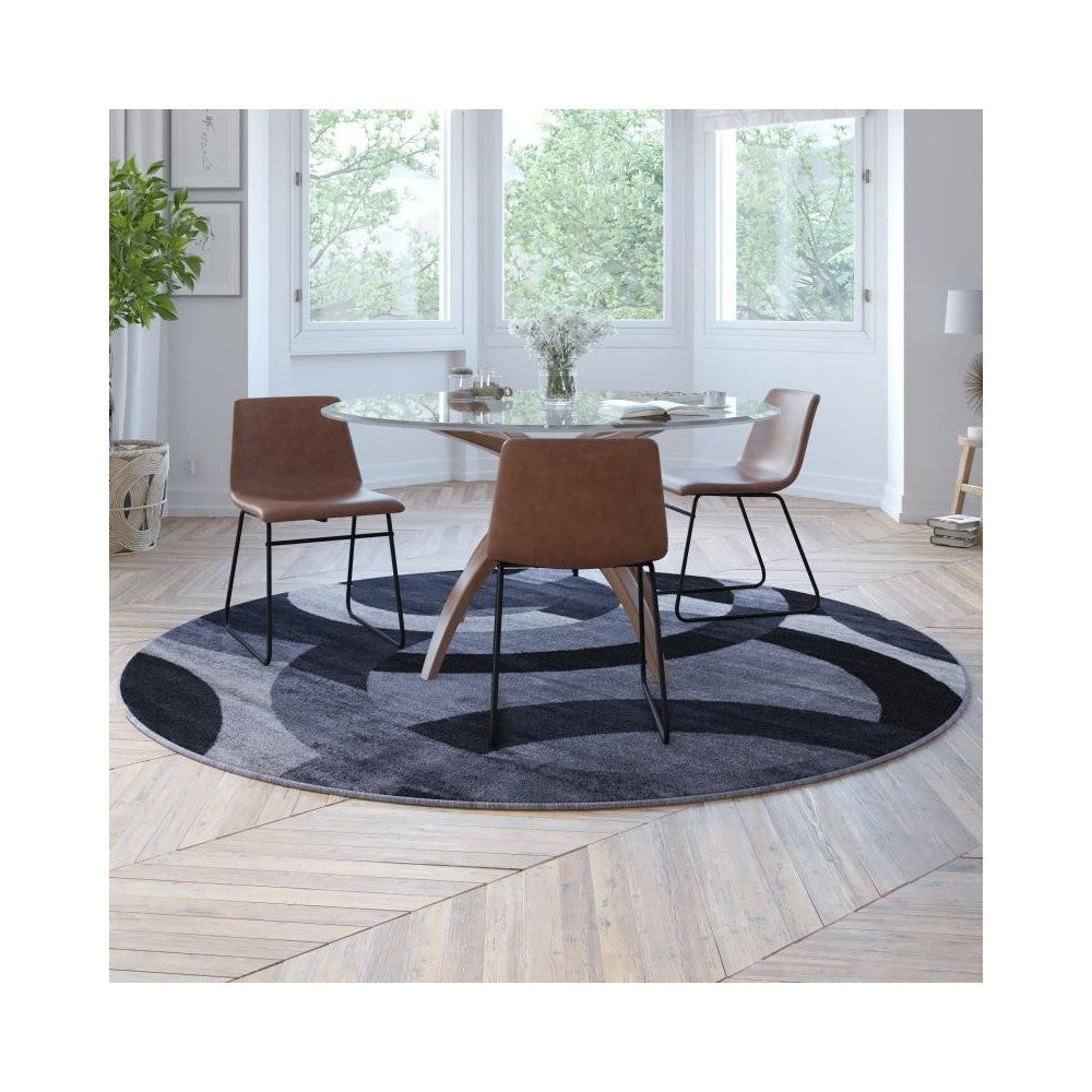 5x5 RD Black/Gray Area Rug