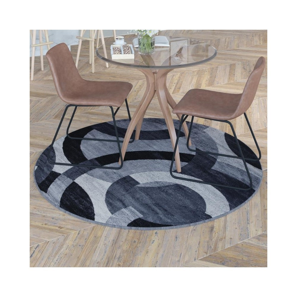 5x5 RD Black/Gray Area Rug