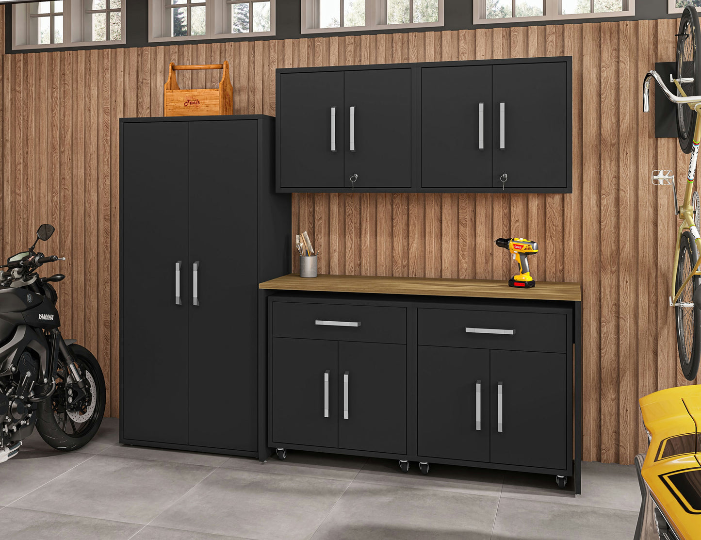 Eiffel 6-Piece Garage Storage Set in Matte Black