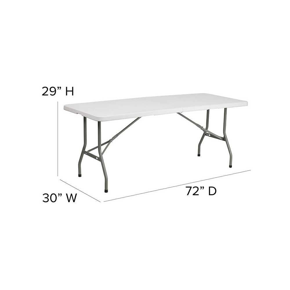 6-Foot Bi-Fold Granite White Plastic Folding Table