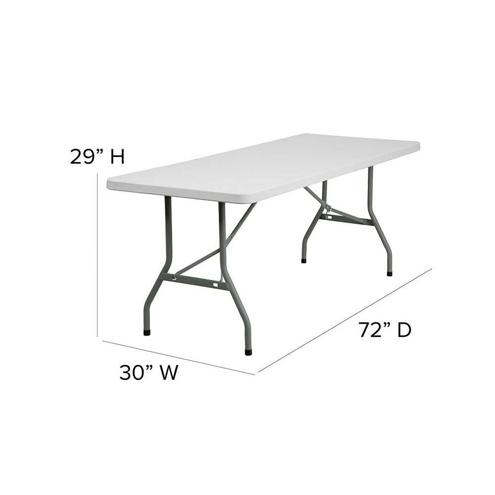 6-Foot Granite White Plastic Folding Table