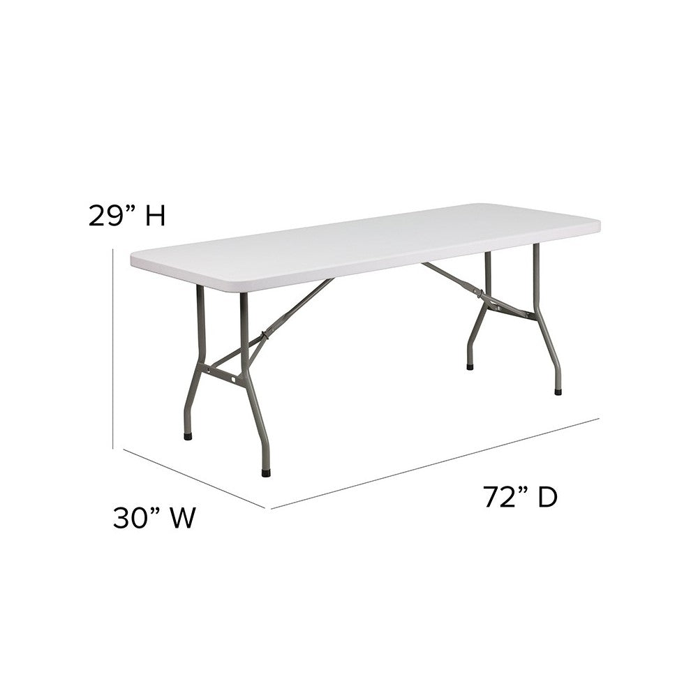 6-Foot Granite White Plastic Folding Table