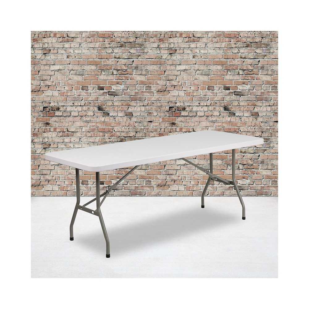 6-Foot Granite White Plastic Folding Table