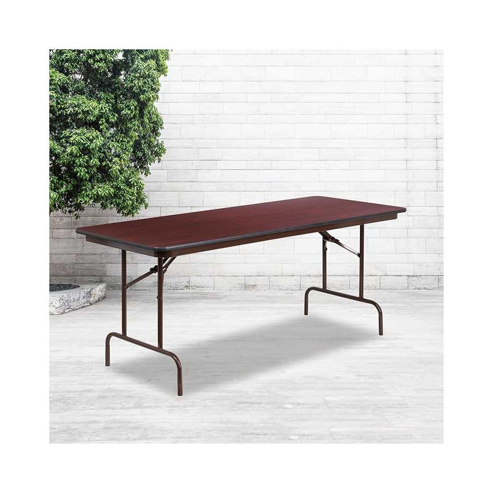 6-Foot High Pressure Mahogany Laminate Folding Banquet Table