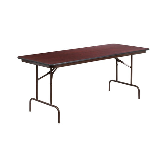 6-Foot Mahogany Melamine Laminate Folding Banquet Table