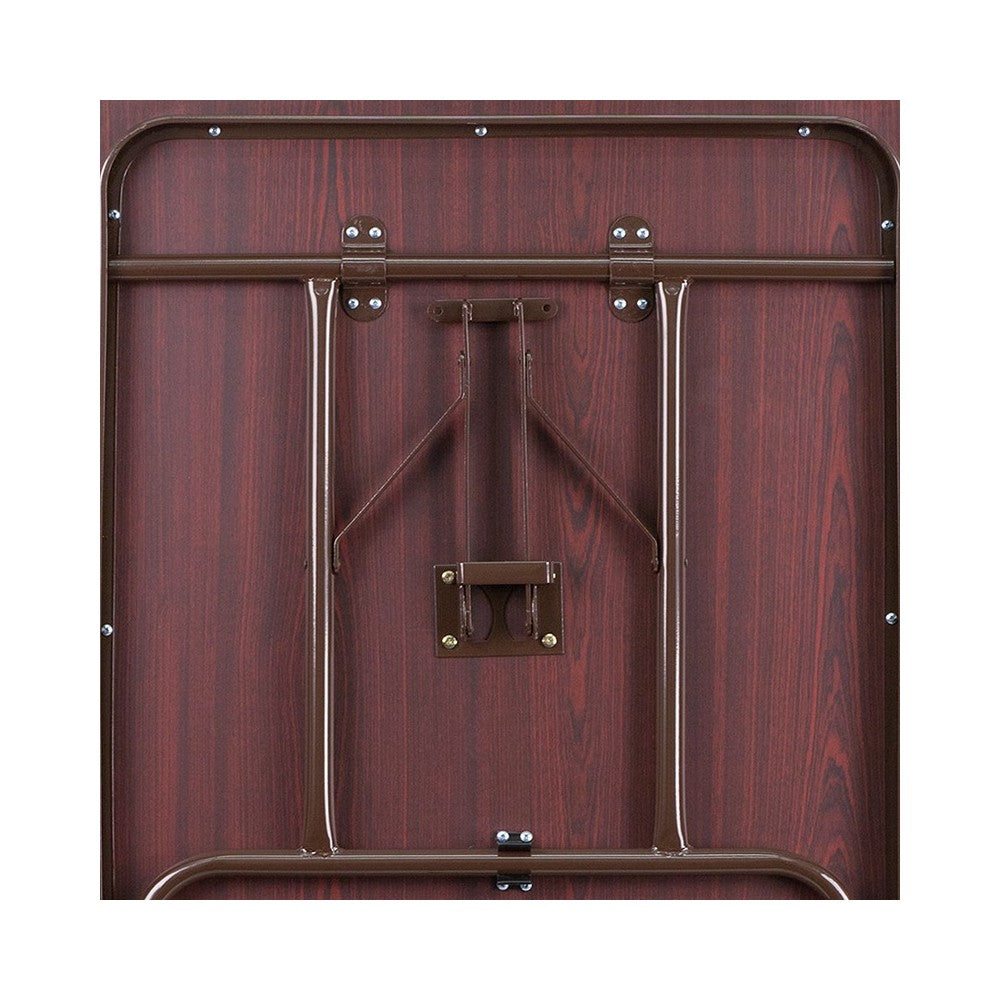 6-Foot Mahogany Melamine Laminate Folding Banquet Table