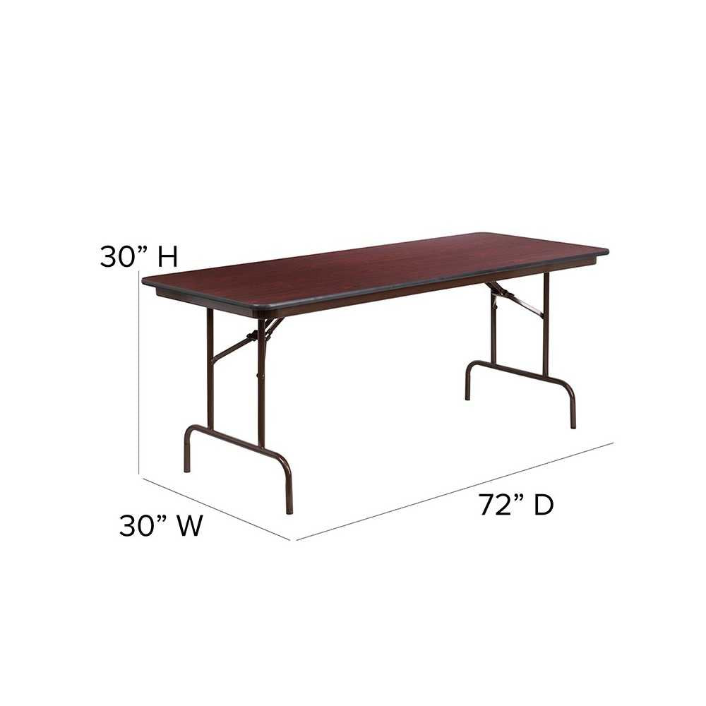 6-Foot Mahogany Melamine Laminate Folding Banquet Table