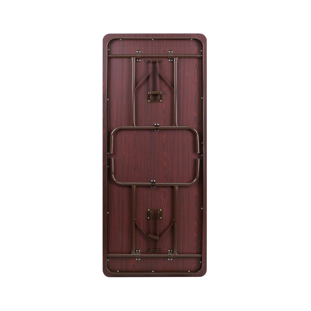 6-Foot Mahogany Melamine Laminate Folding Banquet Table