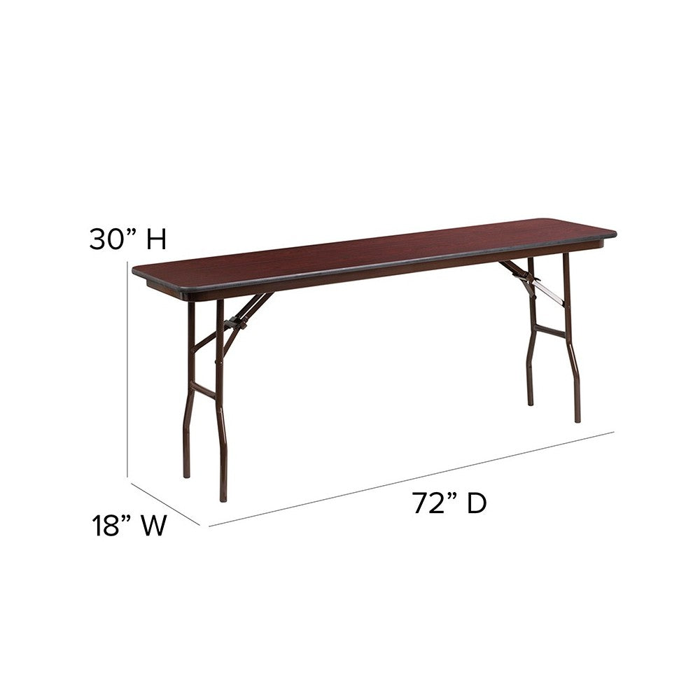 6-Foot Mahogany Melamine Laminate Folding Training Table