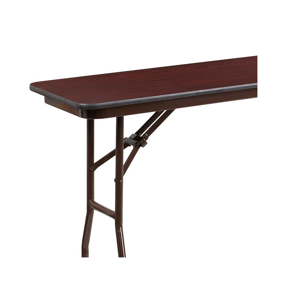 6-Foot Mahogany Melamine Laminate Folding Training Table