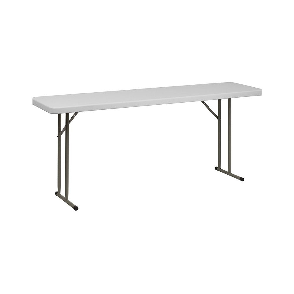 6-Foot Plastic Folding Training Table Set with 2 Crown Back Stack Chairs
