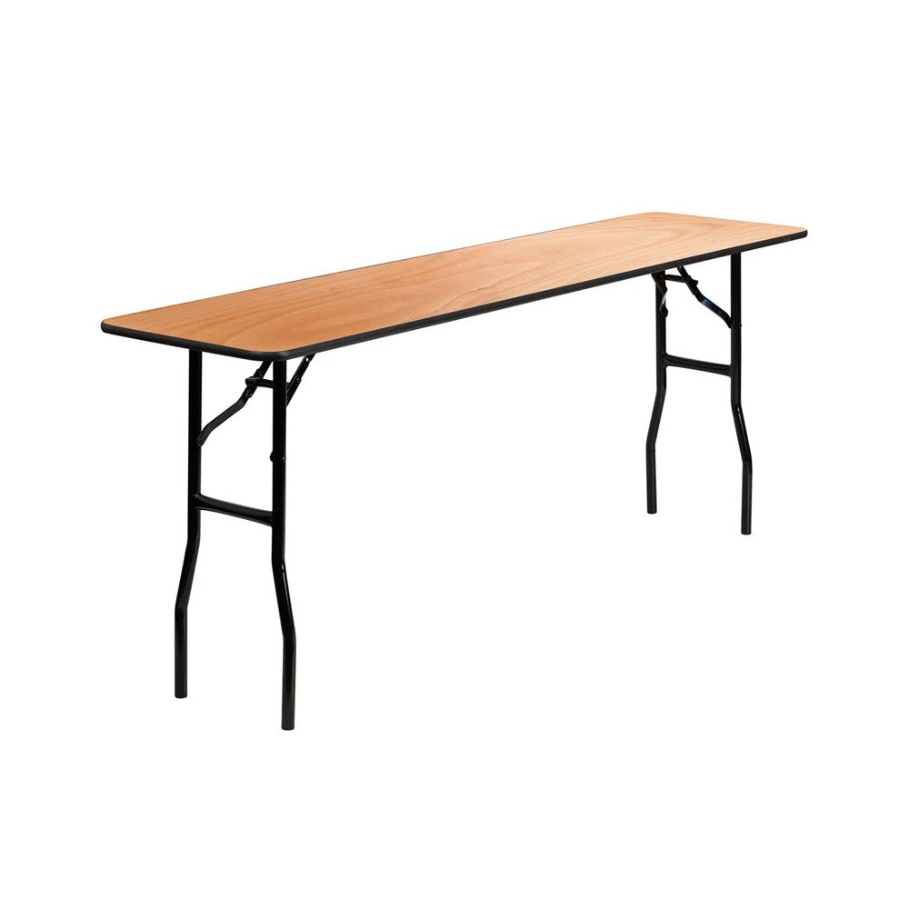 6-Foot Rectangular Wood Folding Training / Seminar Table with Smooth Clear Coated Finished Top