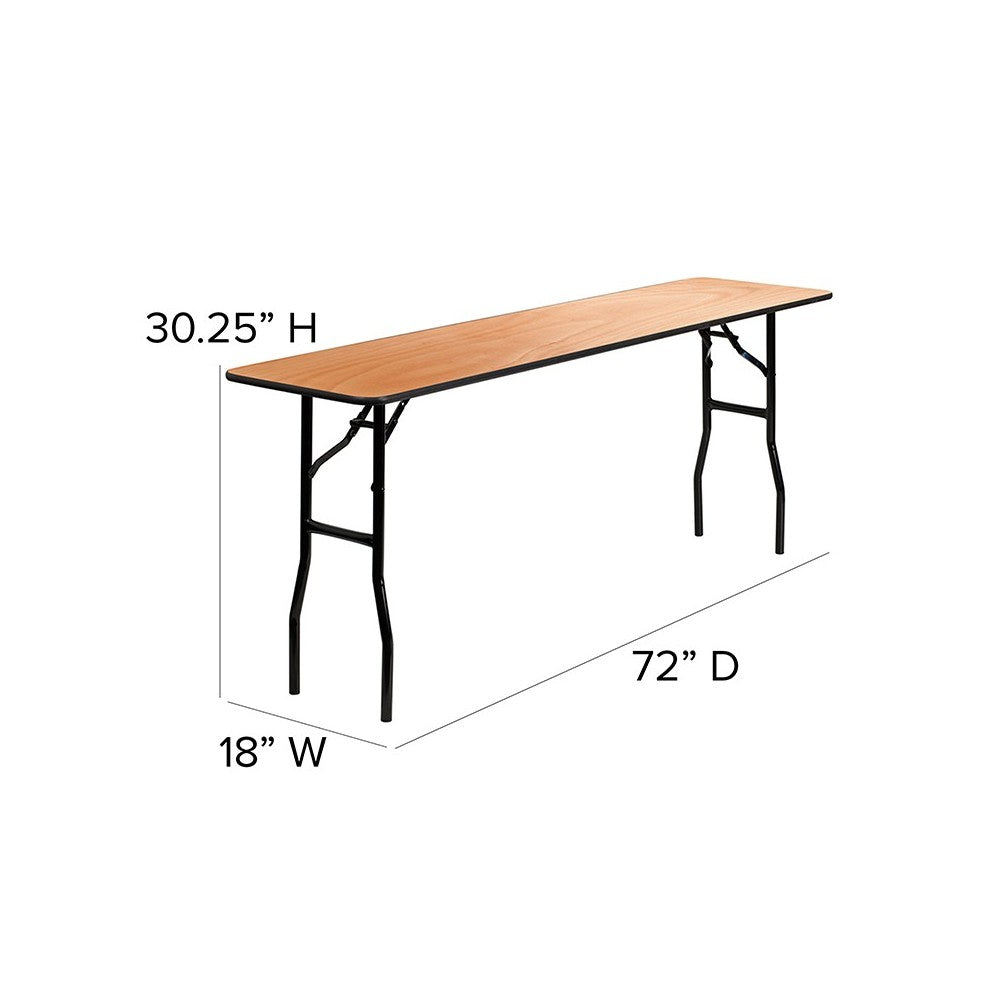 6-Foot Rectangular Wood Folding Training / Seminar Table with Smooth Clear Coated Finished Top