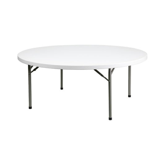 6-Foot Round Granite White Plastic Folding Table