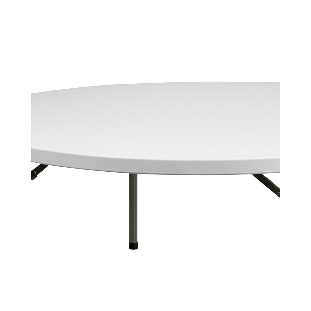 6-Foot Round Granite White Plastic Folding Table