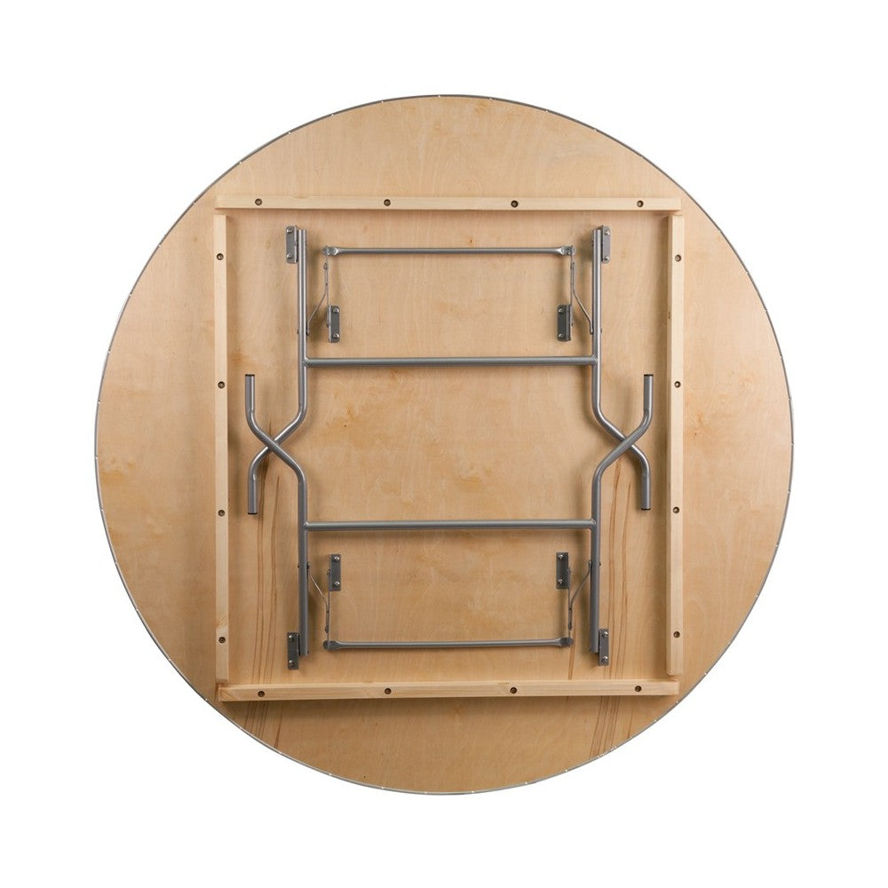 6-Foot Round HEAVY DUTY Birchwood Folding Banquet Table with METAL Edges