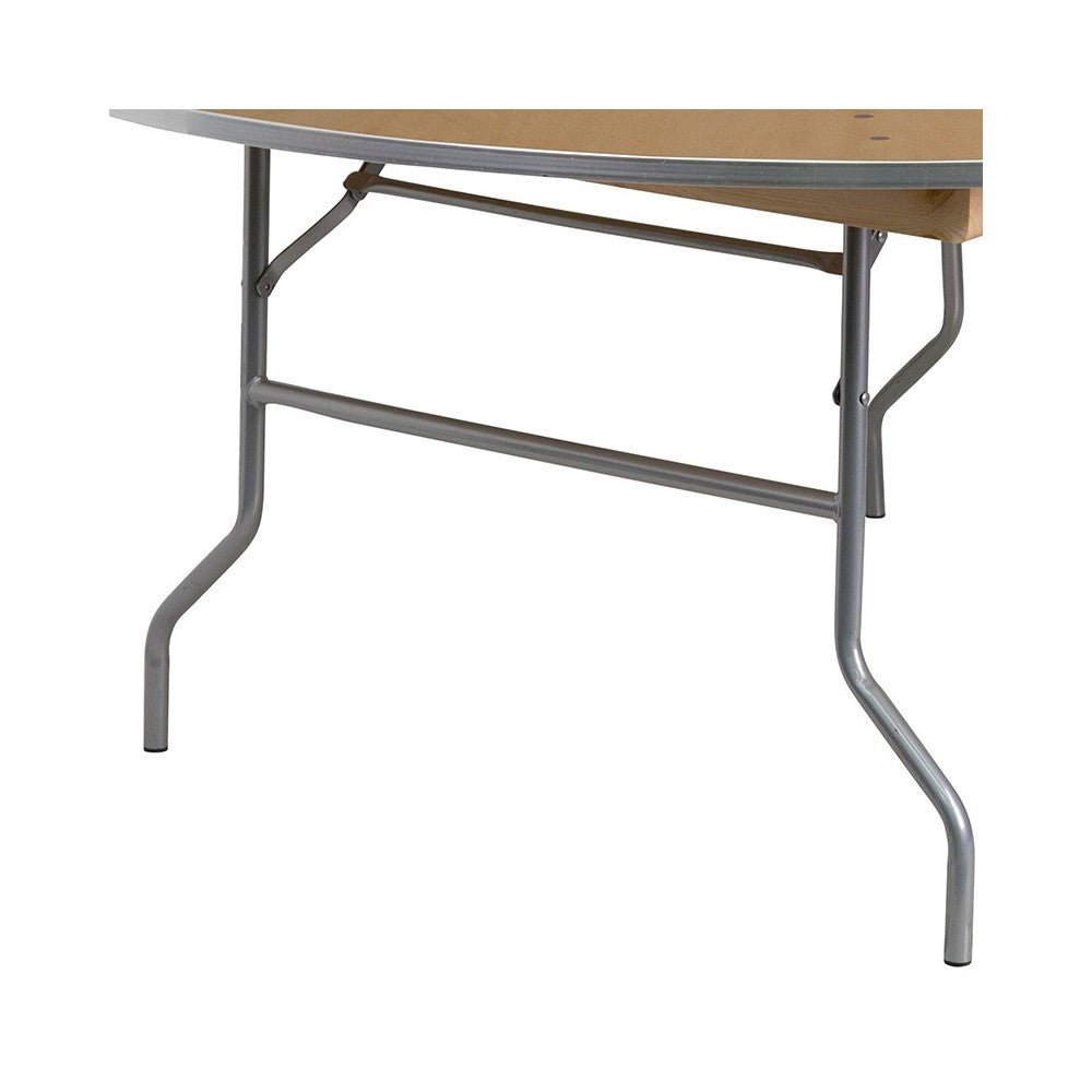6-Foot Round HEAVY DUTY Birchwood Folding Banquet Table with METAL Edges