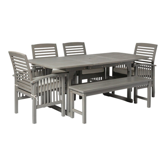 6-Piece Classic Outdoor Patio Dining Set - Gray Wash