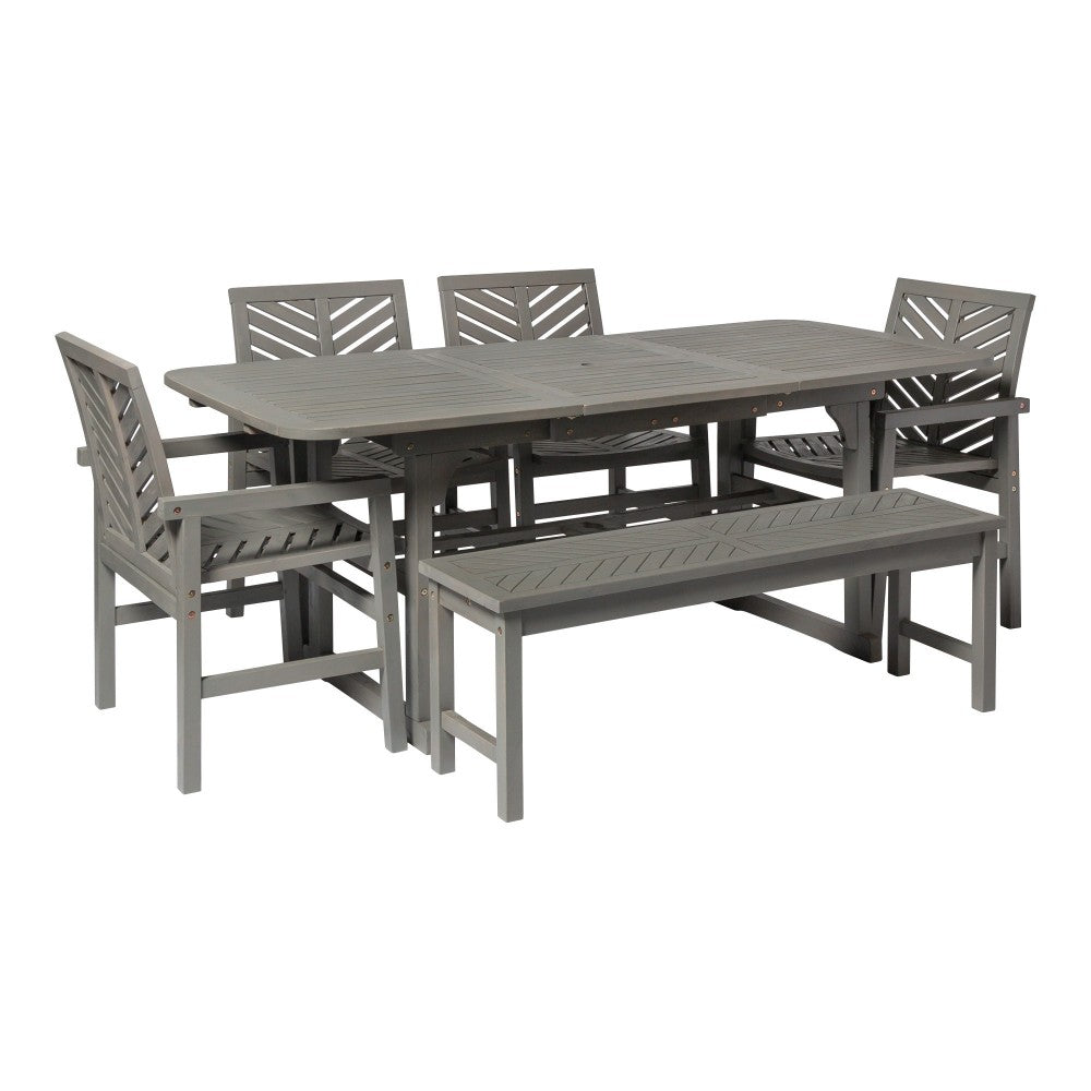 6-Piece Extendable Outdoor Patio Dining Set - Gray Wash