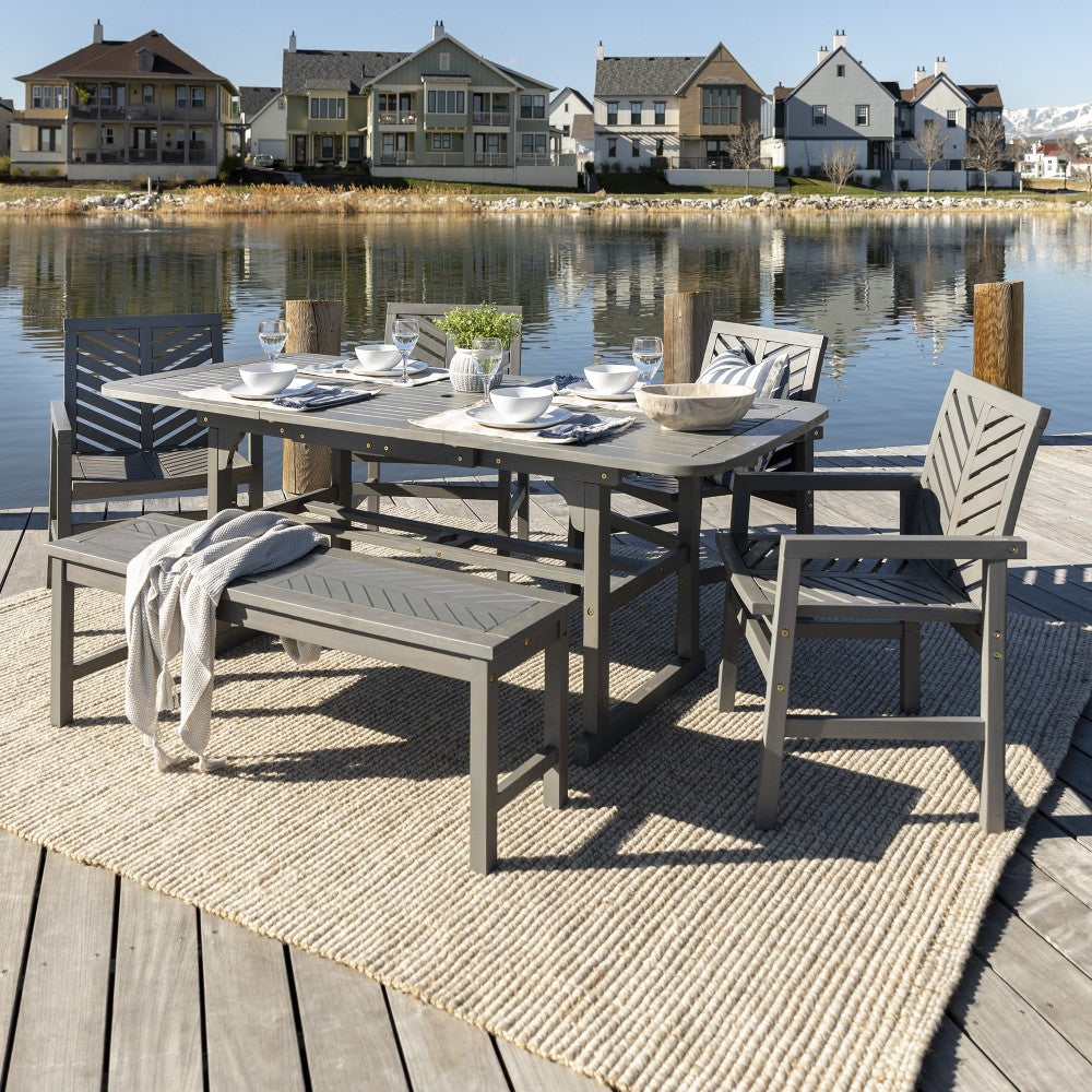 6-Piece Extendable Outdoor Patio Dining Set - Gray Wash