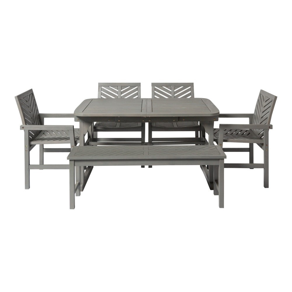 6-Piece Extendable Outdoor Patio Dining Set - Gray Wash