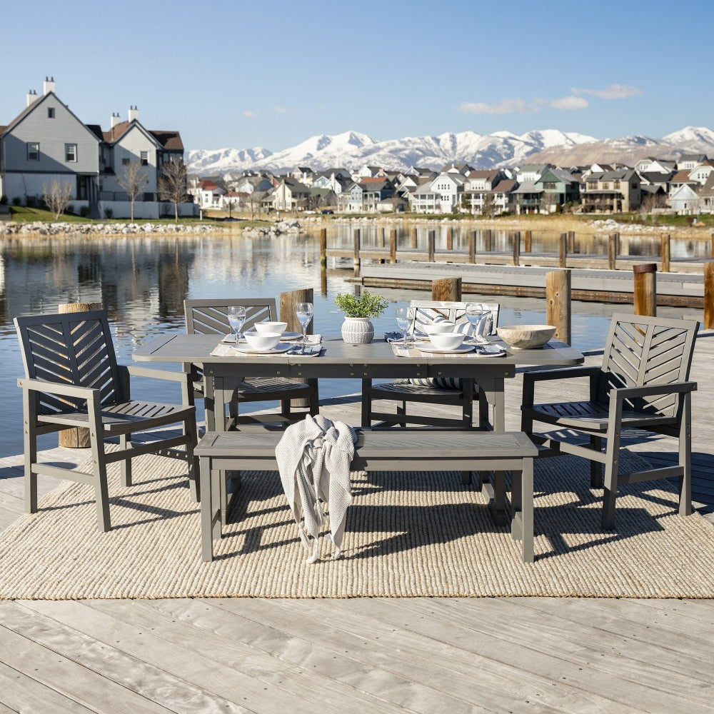 6-Piece Extendable Outdoor Patio Dining Set - Gray Wash