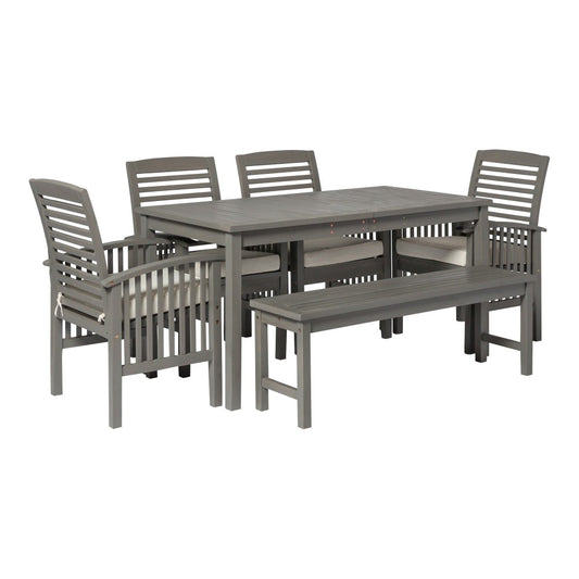 6-Piece Simple Outdoor Patio Dining Set - Gray Wash