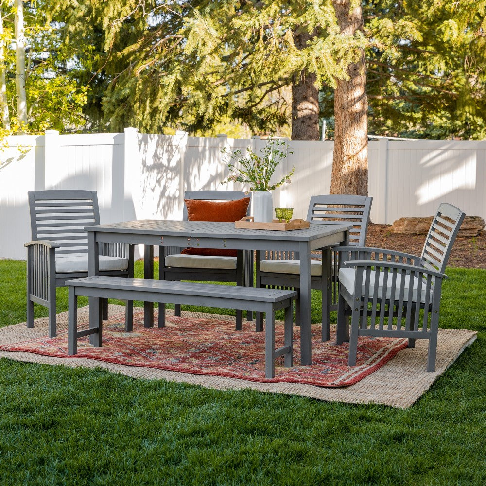 6-Piece Simple Outdoor Patio Dining Set - Gray Wash