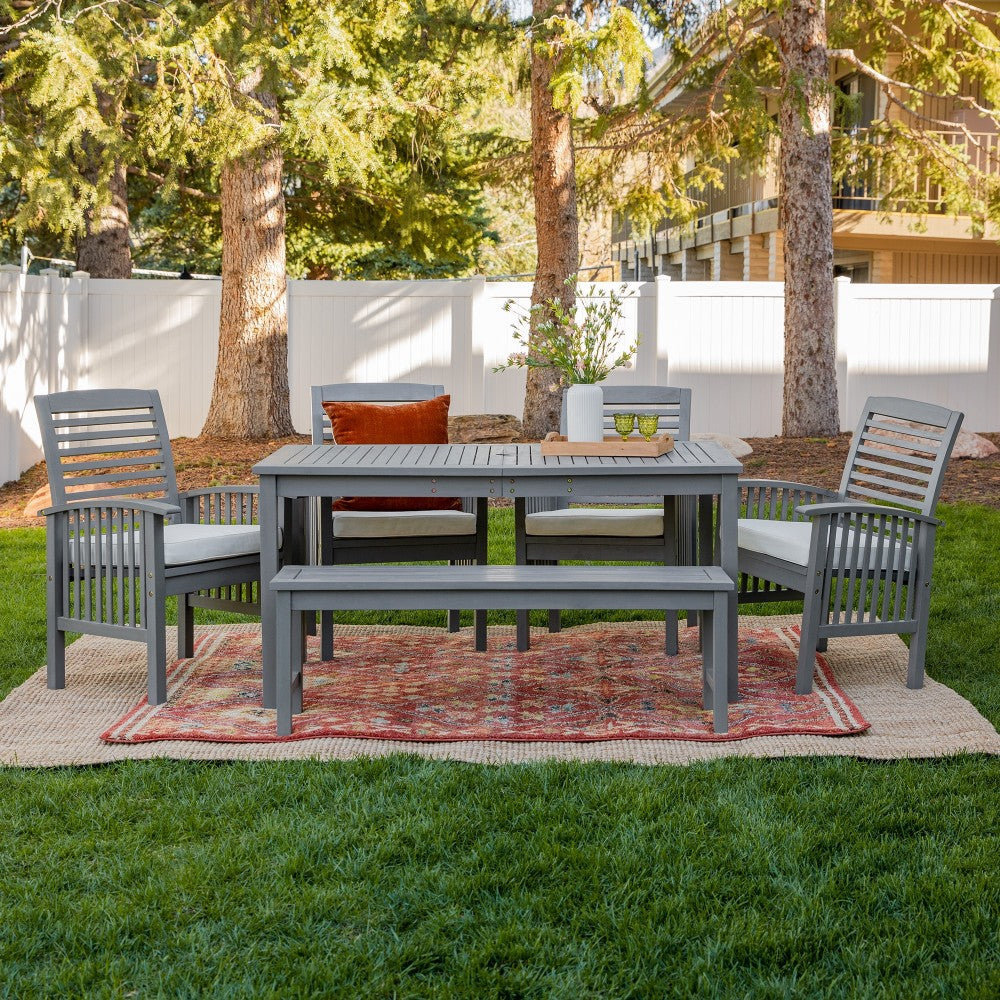 6-Piece Simple Outdoor Patio Dining Set - Gray Wash