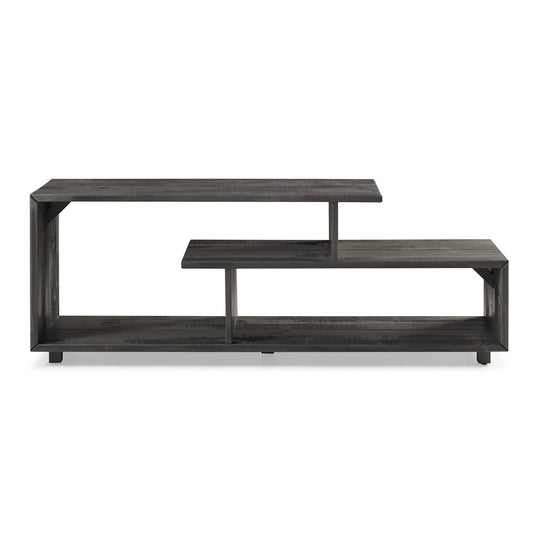 60" Asymmetric Modern Solid Wood TV Stand - Gray