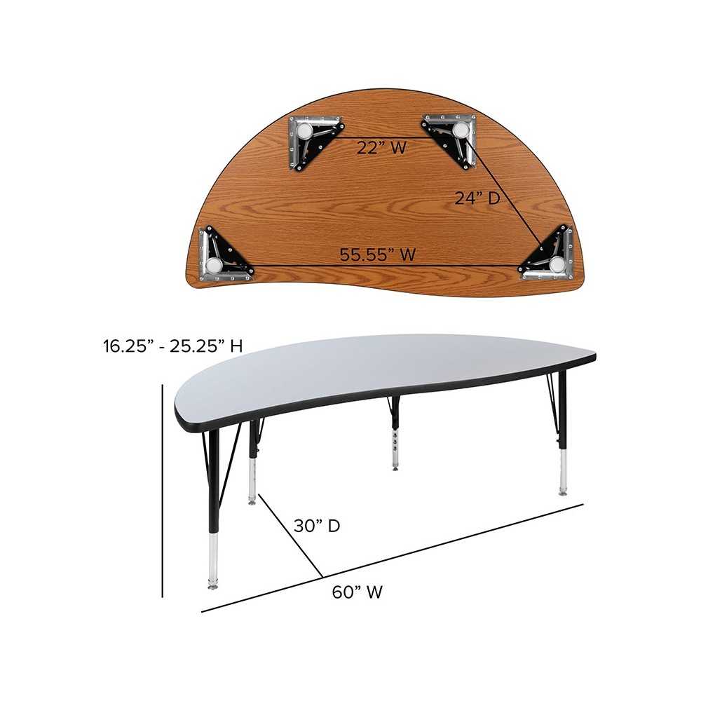 60" Circle Wave Collaborative Laminate Activity Table Set with 12" Student Stack Chairs, Gray/Black