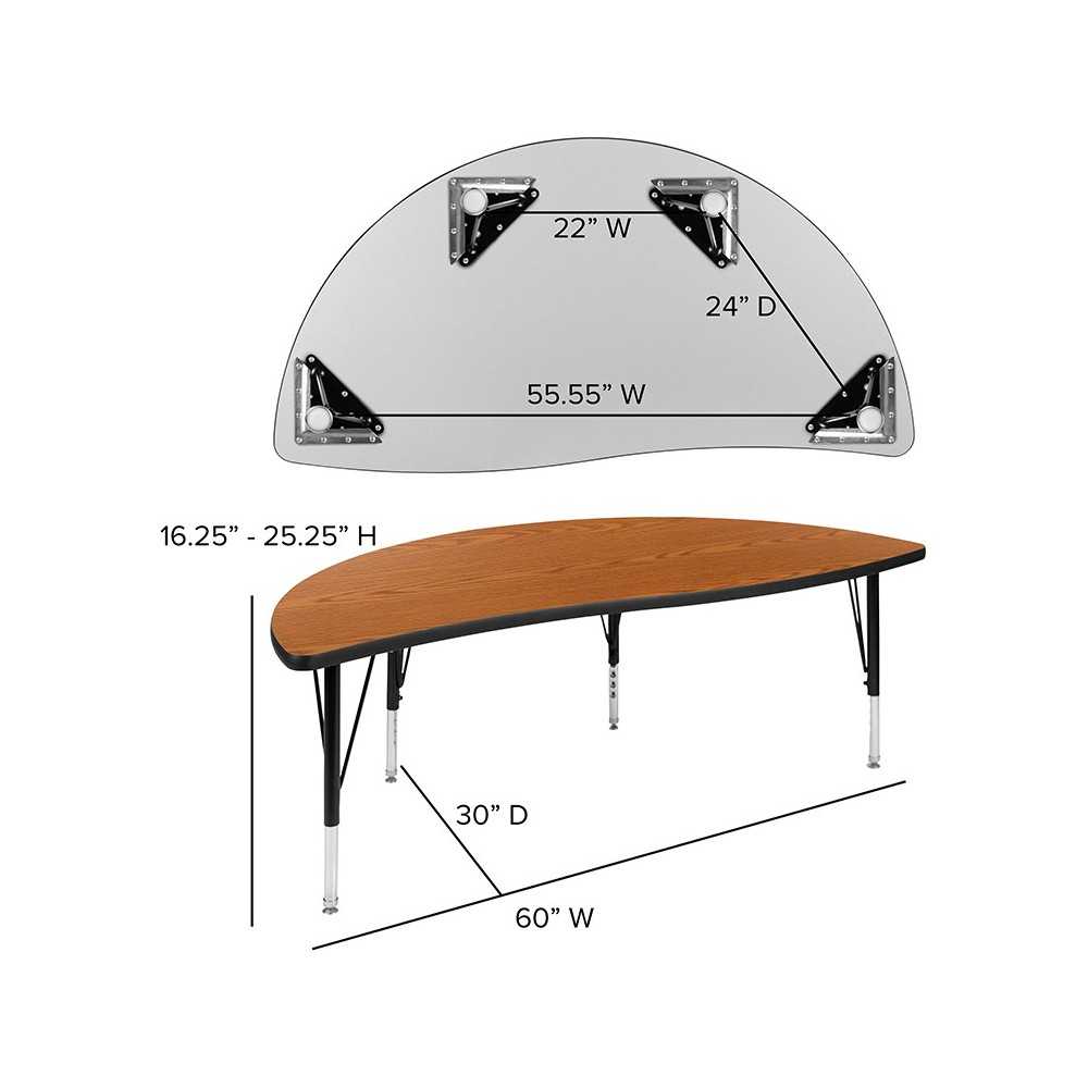 60" Circle Wave Collaborative Laminate Activity Table Set with 12" Student Stack Chairs, Oak/Black