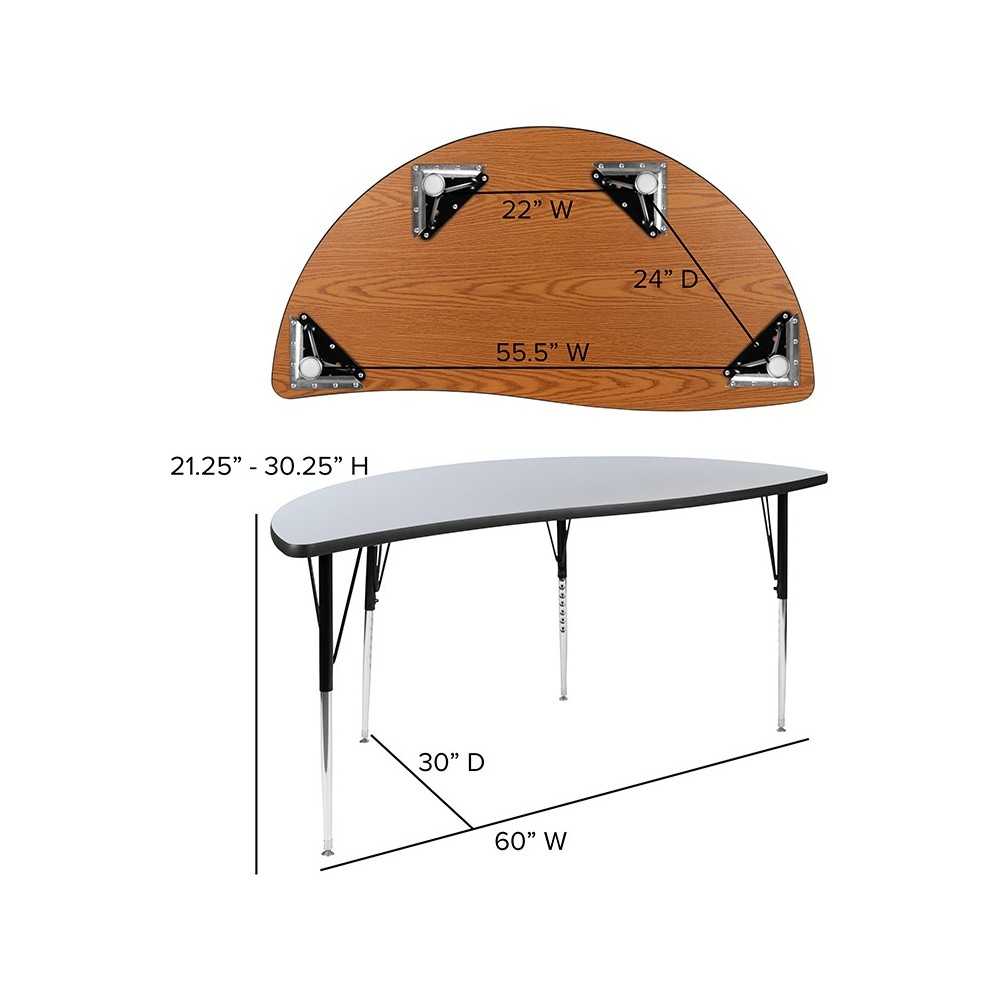 60" Circle Wave Collaborative Laminate Activity Table Set with 16" Student Stack Chairs, Gray/Black